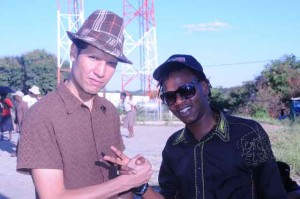 With African Television star Kaone (K-1). He and I co-hosted the 5 city, 10 day tour that featured artists in Botswana promoting positive behavior change in the fight against HIV/AIDS