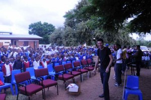 Performing and having fun with students at a primary school in the village of Seruwe